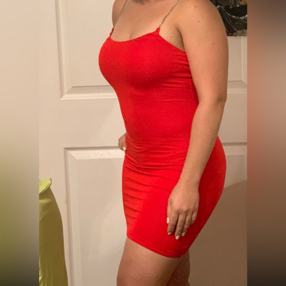 Red Strapless Ruched Mini Dress